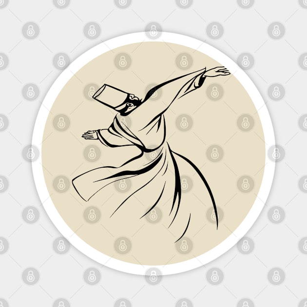 The Dervish Receives Spiritual Benevolence Line Art Magnet by taiche